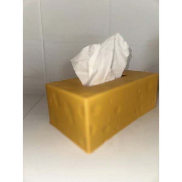 Yellow Cheese Rectangle Tissue Box Cover 2pc New Novelty - Picture 3 of 6